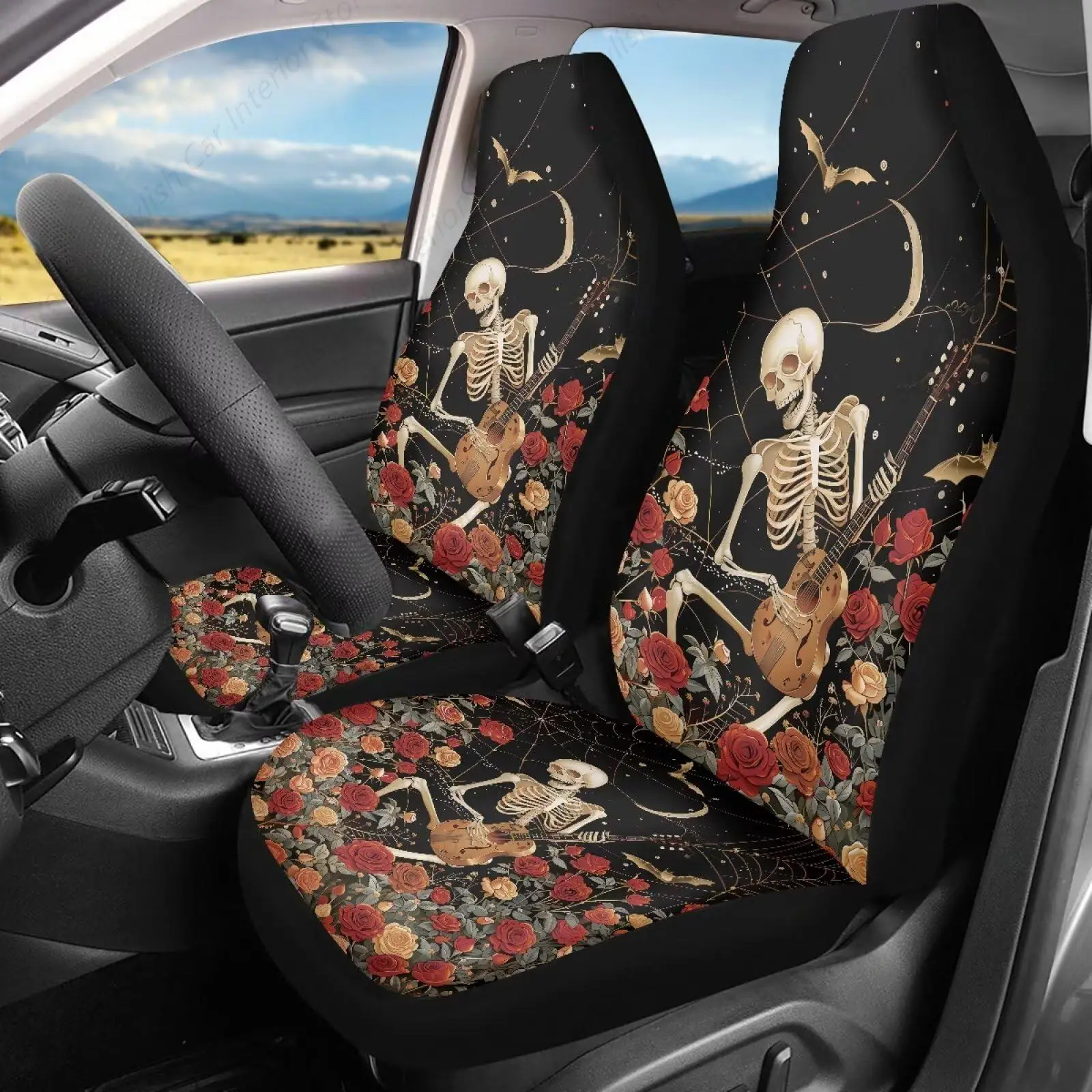 

Human Skeleton Car Seat Covers Set Non-Slip Breathable 2 Piece Car Seat Covers Front Seats Only Universal Vehicle Accessories