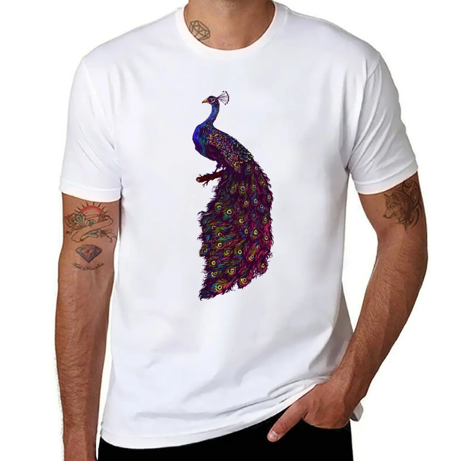 

T-Shirt t shirts shirts t graphic t man white Peacock man pack funny Colorful shirts for funny man for Bloom! -