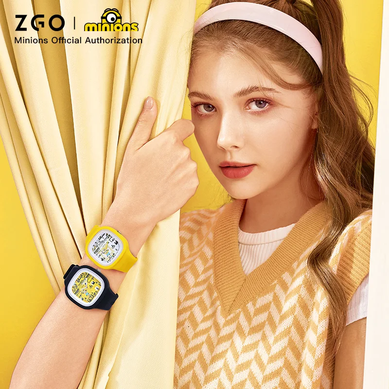 Relojes ZGO X Minions para niños, reloj luminoso de cuarzo resistente al agua para estudiantes, reloj de pulsera bonito de dibujos animados para colegiala, regalo 8877