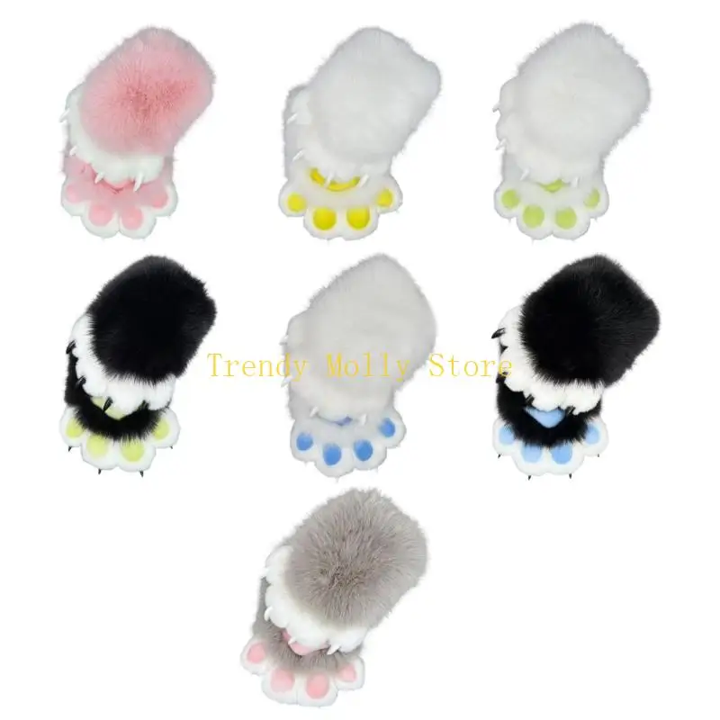 

N5KB 1Pair Plush Gloves Handwear Smooth Texture Winter Essential Secure Hold