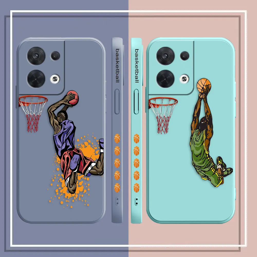 Leaps Dunks Baskets Phone Case For OPPO RENO 10 8 8T 7 6 5 4 3 4G 5G PRO PLUS Colour Simple Shockproof Liquid Case Funda Shell