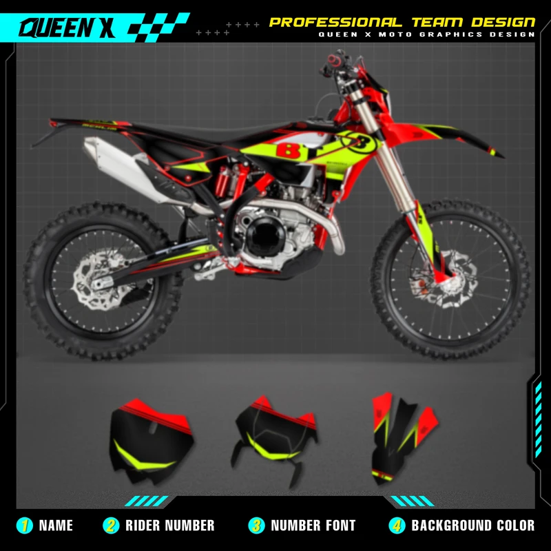 

QUEEN X MOTO Motorcycle Team Graphics Decal & Sticker Kit For BETA RR 2023 2024 2025 BETA RR ENDURO 003