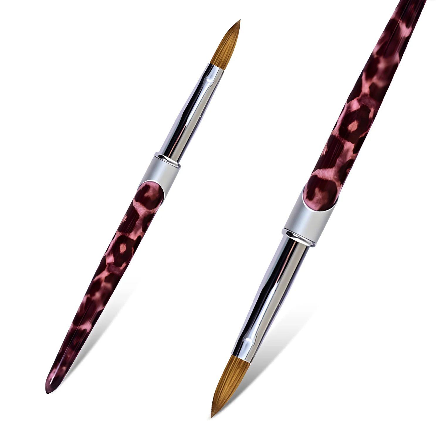 Pennello per unghie ovale Kolinsky # 8, Strumento professionale per l'estensione della polvere acrilica e il design della linea di strisce, forniture per unghie