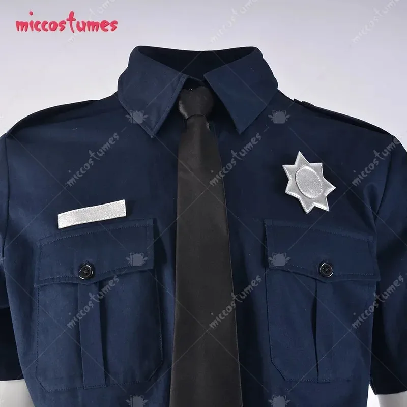 زي ضابط شرطة CyHAIKYUU للرجال بأكمام قصيرة زي الهالوين التنكري مع قبعة