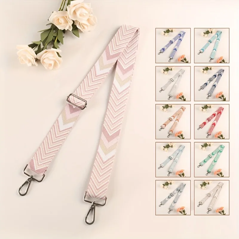 1 Piece 1.57 Inch Wide Adjustable Bag Crossbody Strap Replacement Crossbody Shoulder Strap Magnolia Pattern Jacquarded Strap
