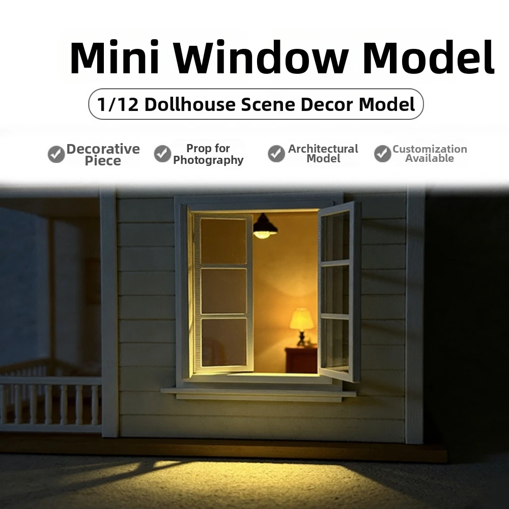 

1:12 Dollhouse Miniature Model Window Mini Retro Hollow Out Dolls House Micro Scene Model Multicolors European Style