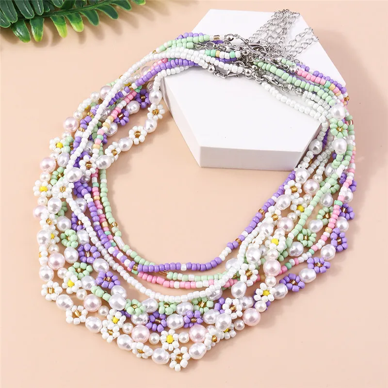 Böhmen Handgemachte Bunte Rocailles Halskette Halsband Einfache Frauen Mode Perle Blume Halsketten Kragen Süße Schmuck Geschenke – Detail 3