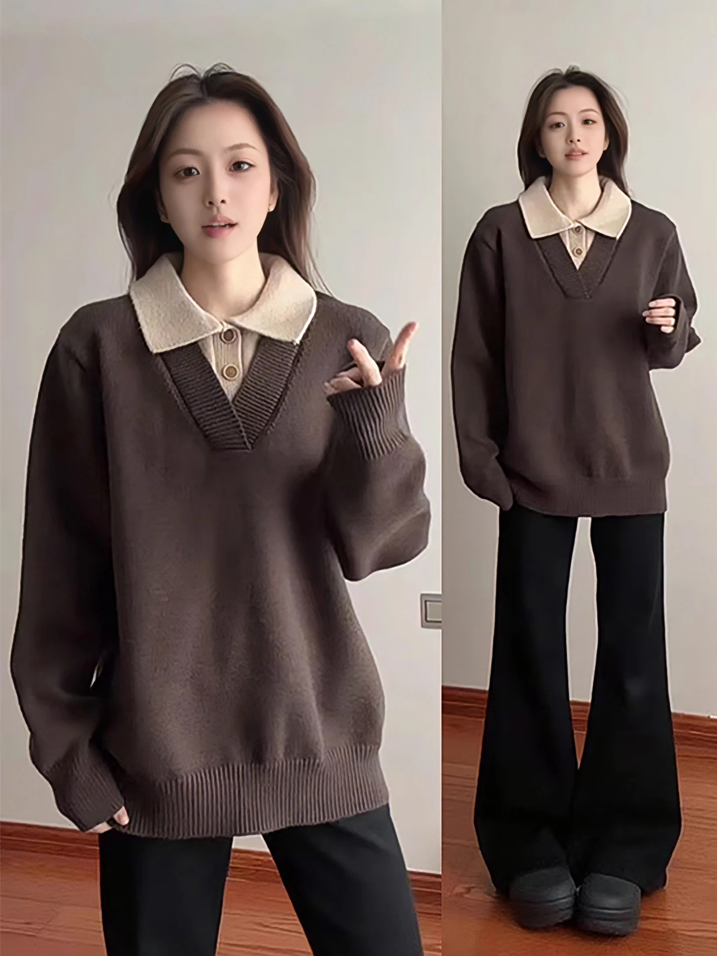 

Мужской зимний вязаный свитер Caramel American Style: модный, высококачественный, с эффектом двухслойности, в стиле Old Money