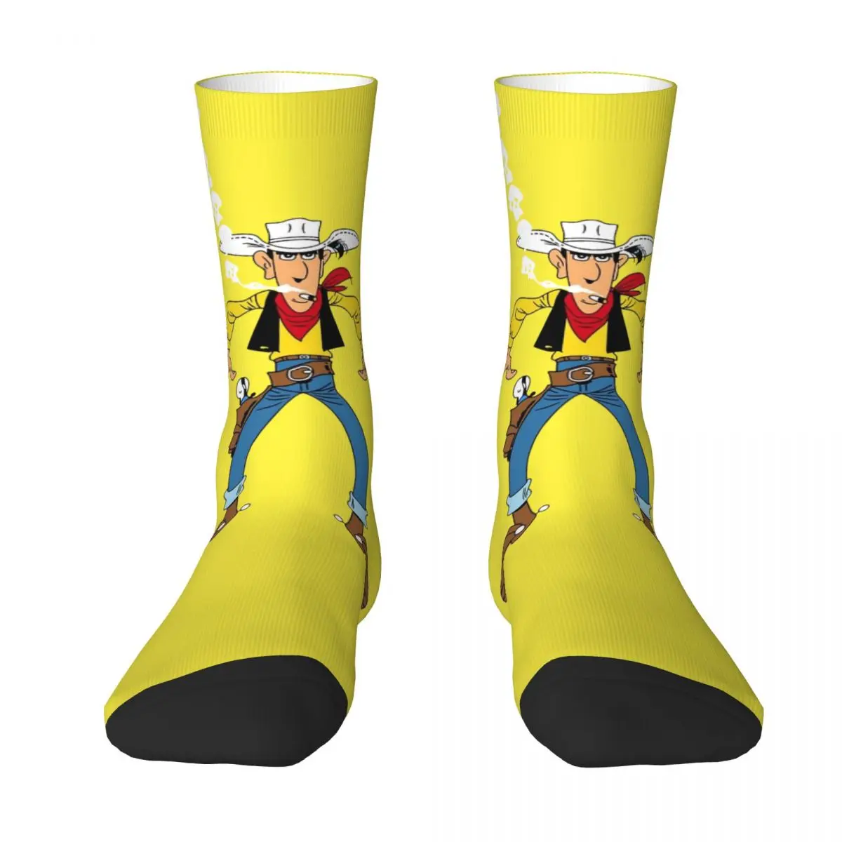 Lucky Luke Stockings Couple are you ready Socks High Quality Gothic Socks Winter Running Non Slip Design Socks Birthday Present