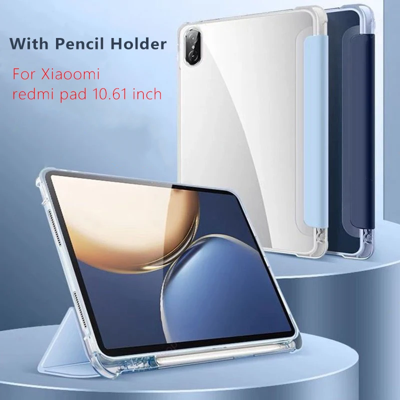 

Case for Xiaomi Redmi Pad 10.61 inch 2021 Soft Airtag TPU Back Tablet Cover for RedMiPad Stand Cases Funda with Pencil Holder