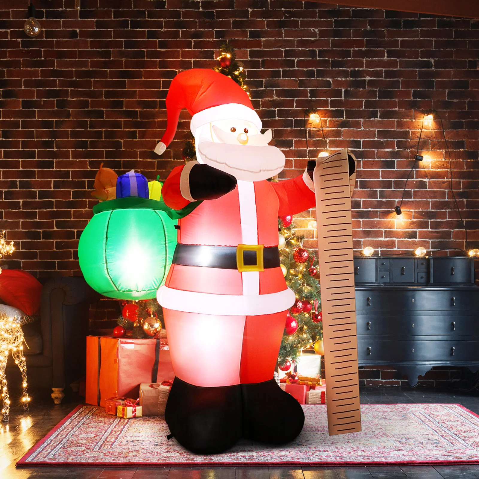 

Inflatable Santa Claus Christmas Decoration 5.9ft Blow Up Santa Present Bag Built in Lights Outdoor Holiday Yard Decoration