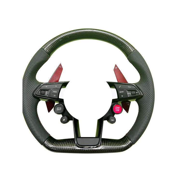 Volante di aggiornamento modifica multifunzionale in pelle pesca in fibra di carbonio per la serie A3 A4 A4L A5 A6L A7 A8 Q5 Q3 Q7