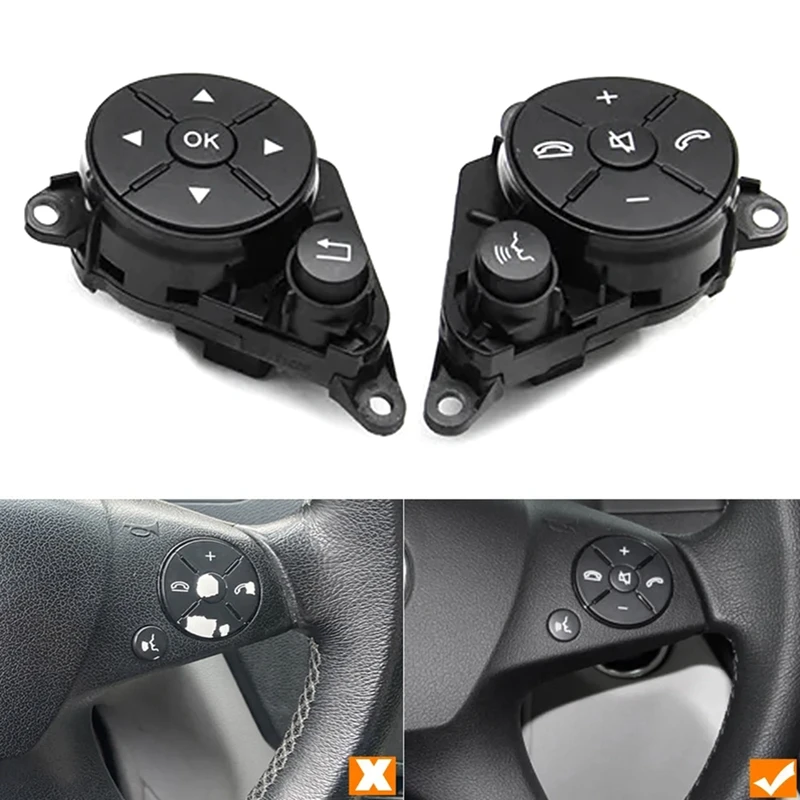 Car Steering Wheel Button Switch Cover Trim Kit For Mercedes Benz C E GLK Class W204 X204 20482104519107 20482103519107