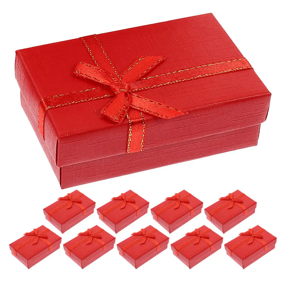 10Pcs Heart Pattern Jewelry Boxes Small Boxes Christmas Jewelry Packaging Cardboard Present Earrings