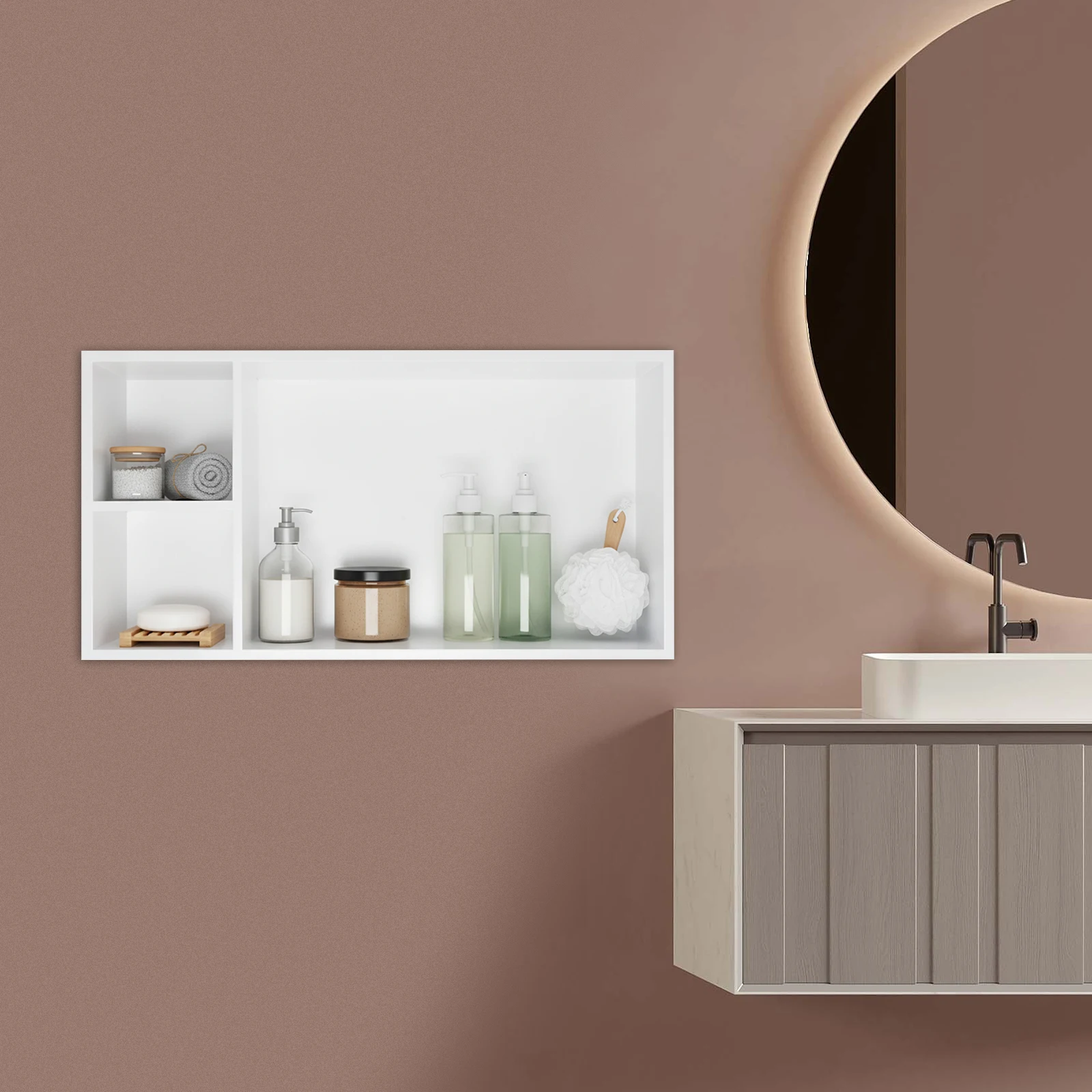 

24*12*3.94in Wall Embedded Mounted White Rectangular Recessed Niche Wall Niche for Bedrooms Living Rooms