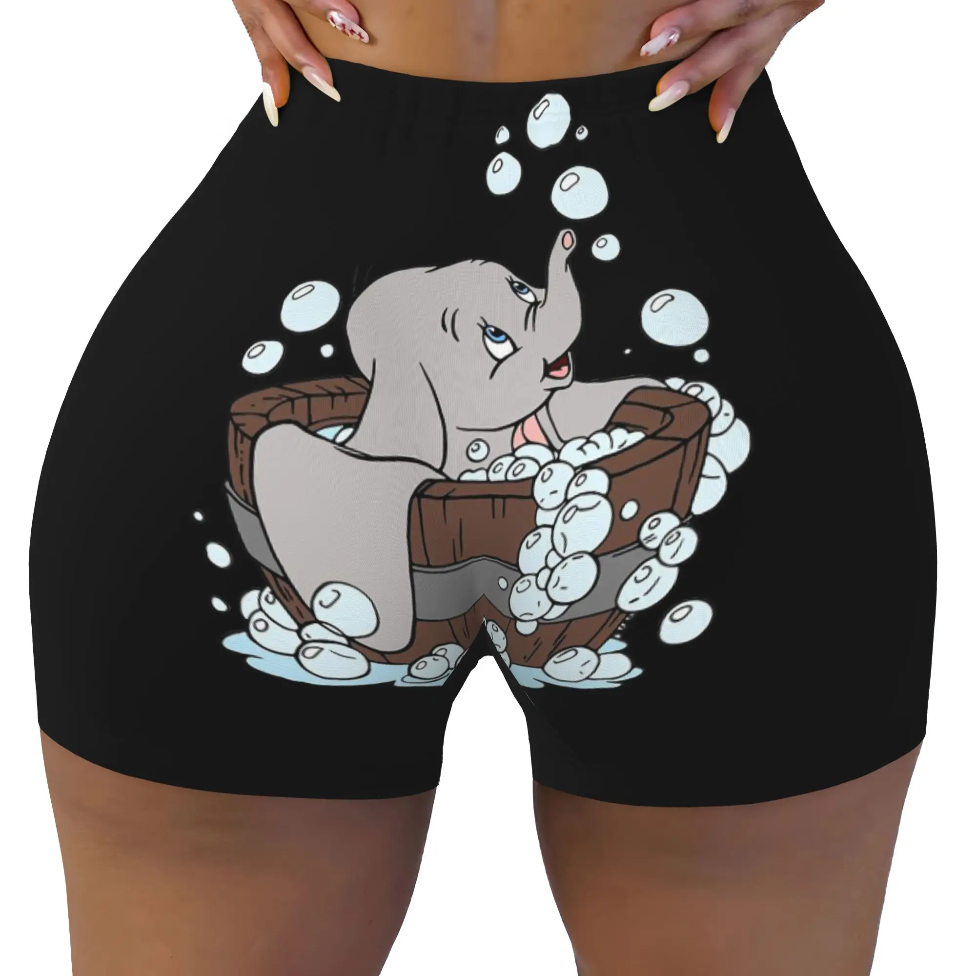 Custom Women's D-Dumboes Cartoon Workout Yoga Shorts Elephant Anime Gym Athletic Volleyball Biker Shorts