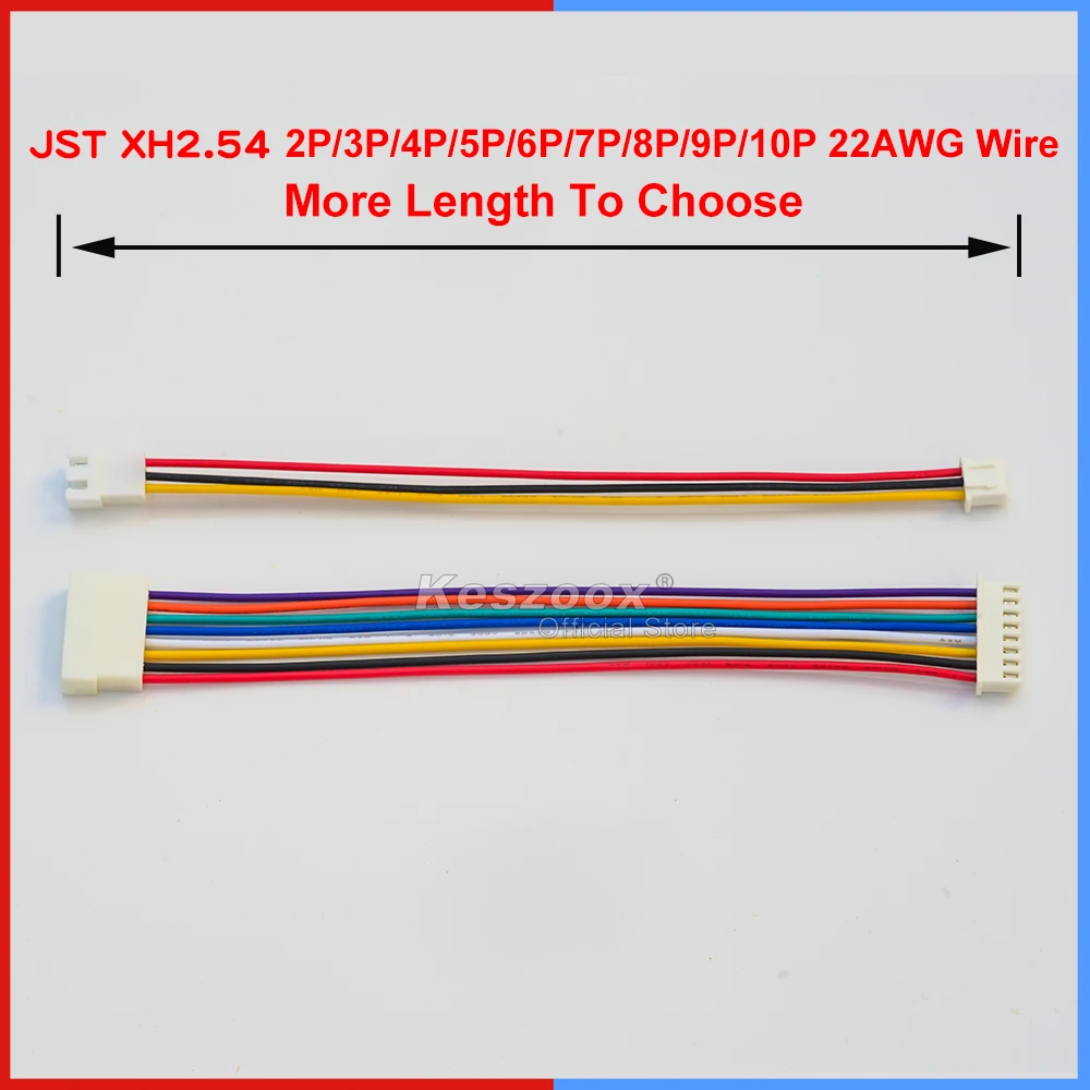 Extension JST 2.5MM XH2.54 XHP 2/3/4/5/6/7/8/9/10P Male Female Connector with 10-100cm 22AWG  Wire