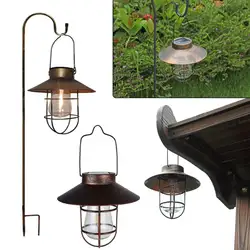 Solar Retro Camping Lantern Waterproof Vintage Night Lighting Portable Outdoor Hanging Tent LED Chandelier Light for Garden
