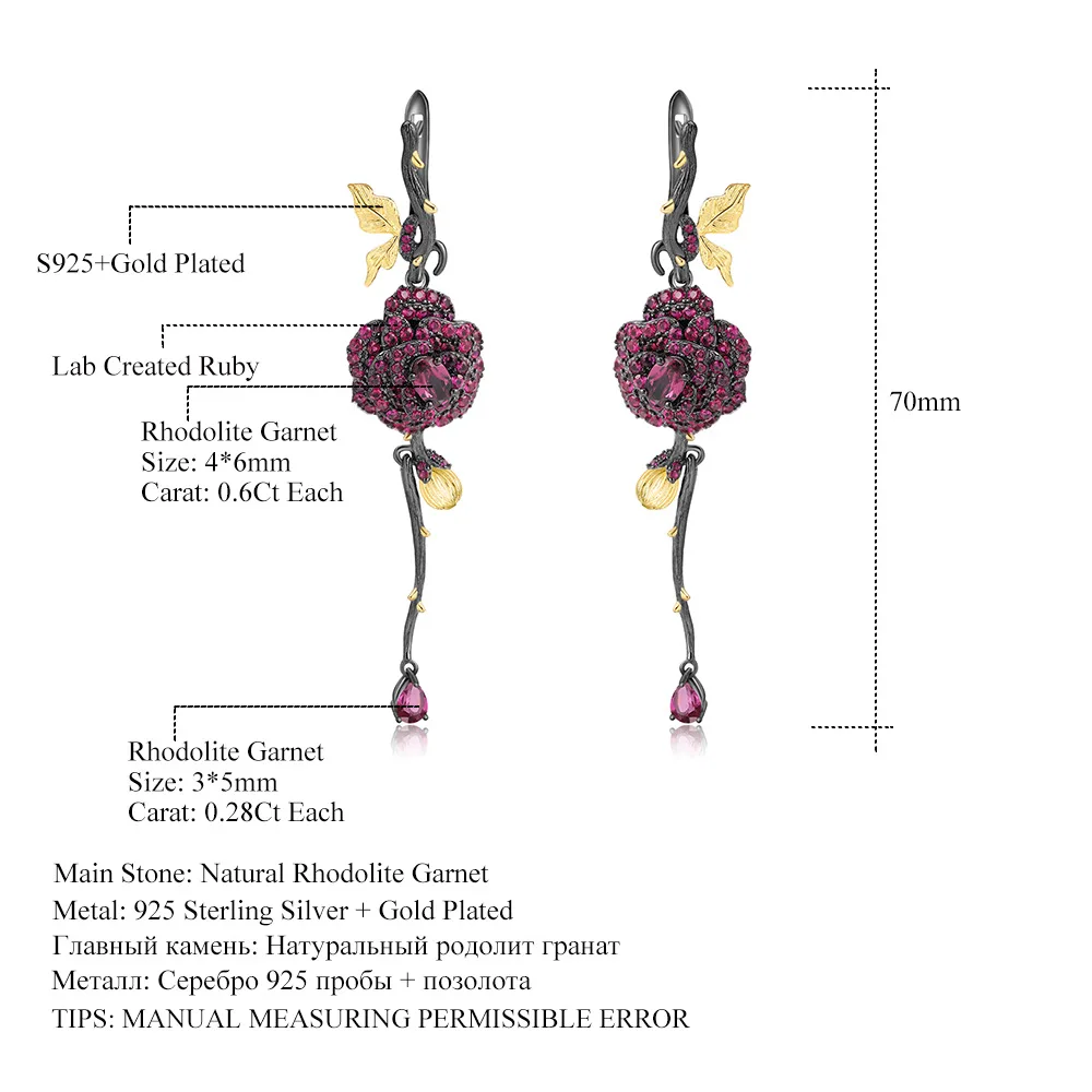 OANA Secret Garden Designer Earrings Natural Wind Rose Design S925 Silver Natural Color Treasure Jewelry