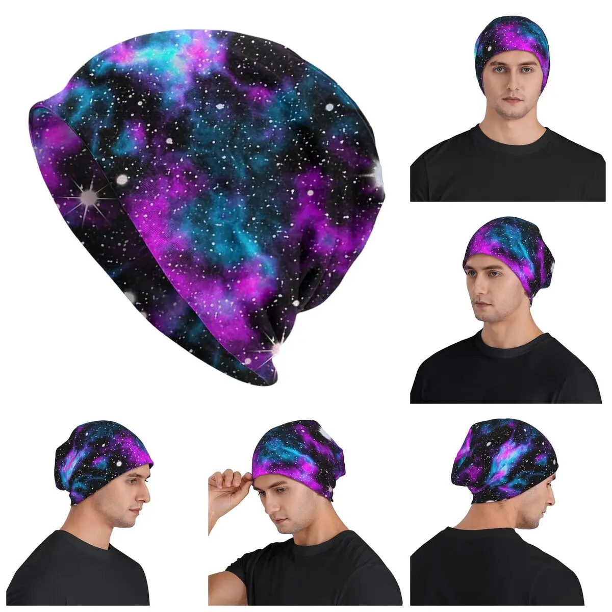 

Purple And Blue Galaxy Warm Knitted Cap Hip Hop Bonnet Hat Autumn Winter Outdoor Beanies Hats for Men Women Adult