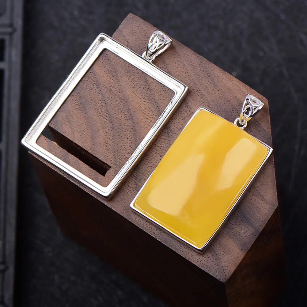 

Square Open Back Bezel Pendants Hollow Frame Silver Trays Charms Craft Jewelry Making Resin Gifts Accessories