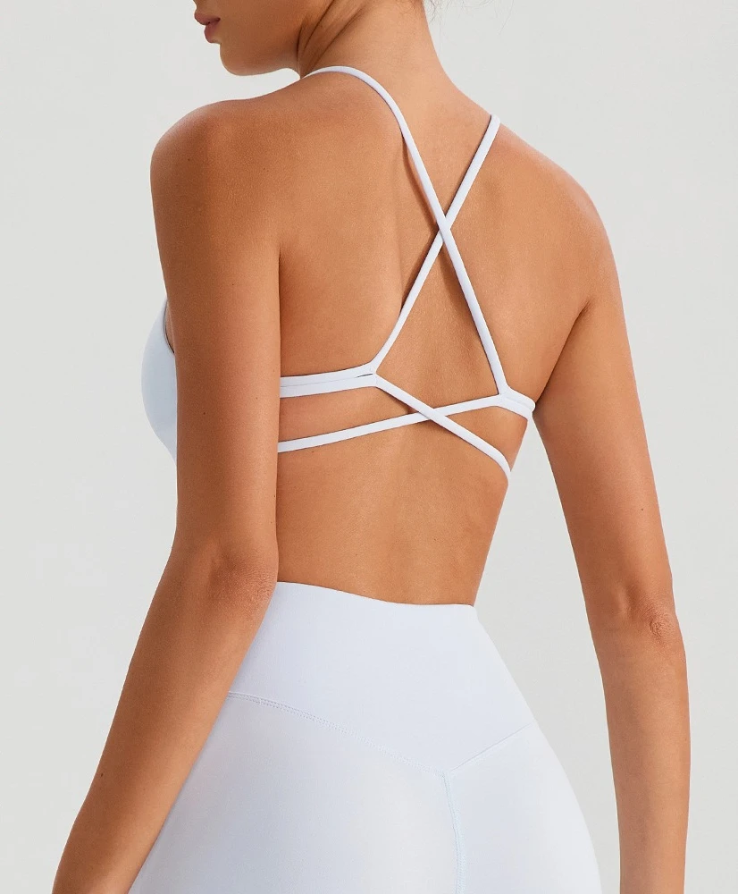 

Women's Beautiful Backless Cross Suspender Lingerie with Chest Pads Sports Speed Drying Chest Enhancing Fitness Bra