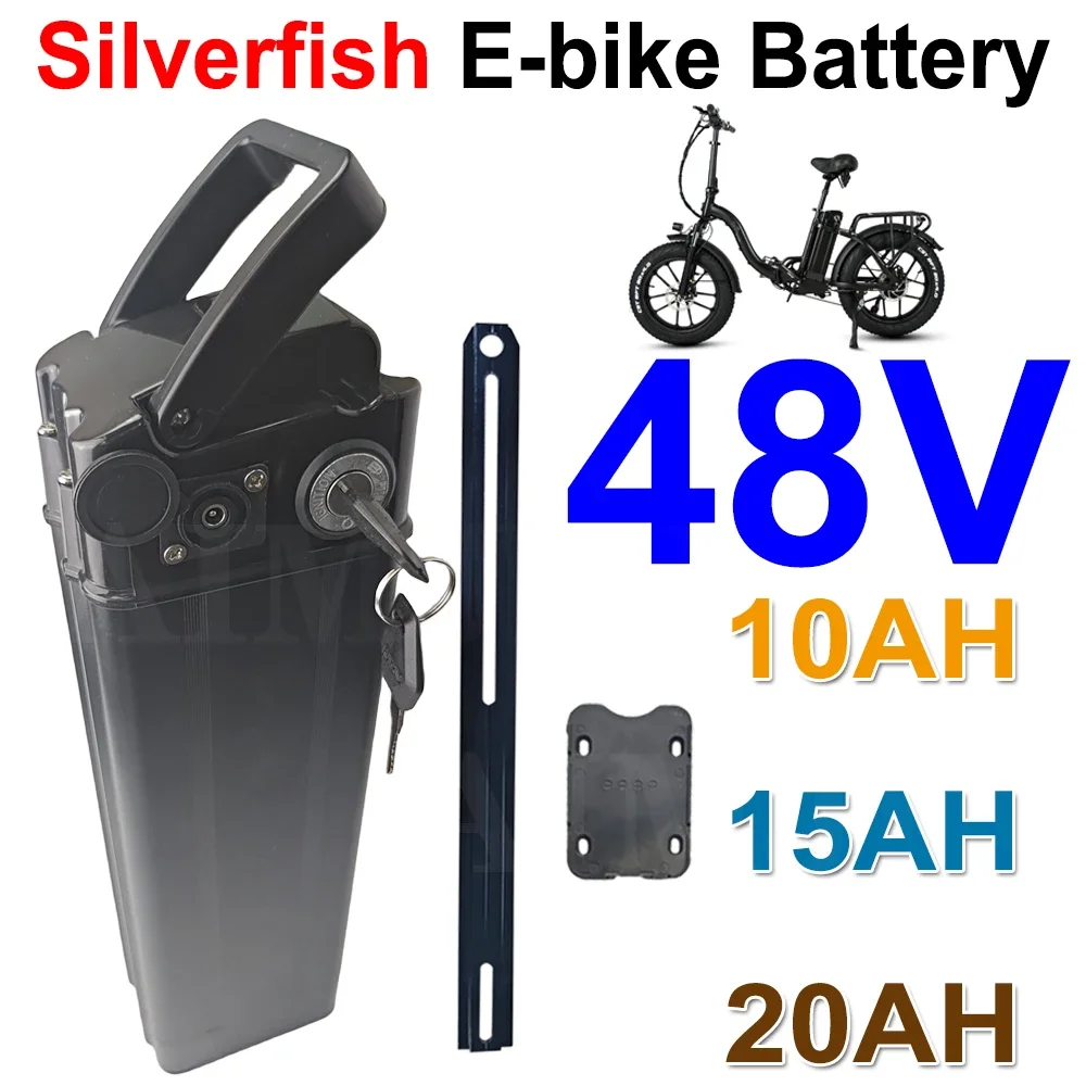 48V 10/15/20Ah High quality Silver Fish Style Rechargeable battery 500W-1000W 18650 Bicycle battery pack