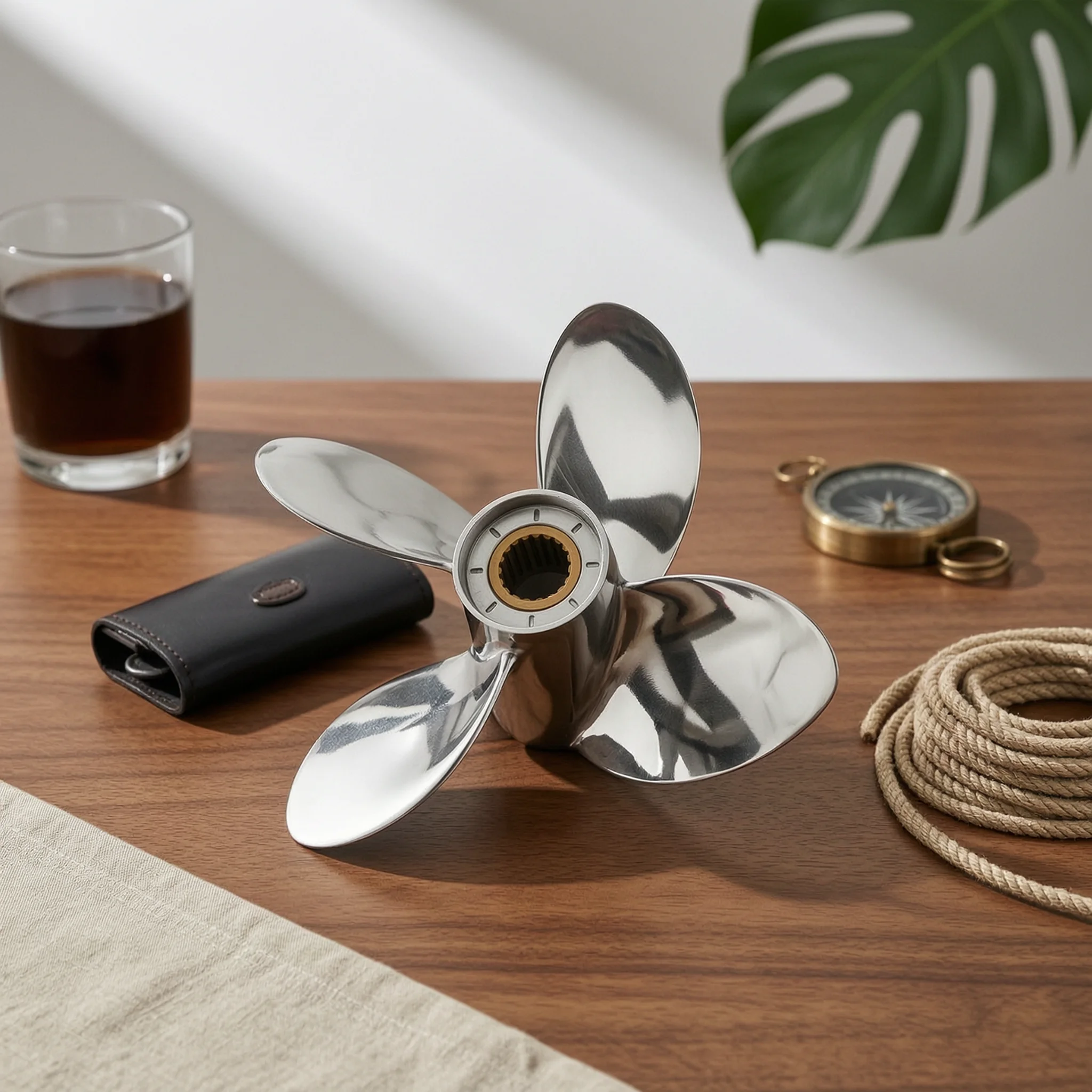 Four Blade Propeller Midrange Performance Stainless Steel Propeller Boat Prop Powerful Thrust High Speed for Outboard Motors