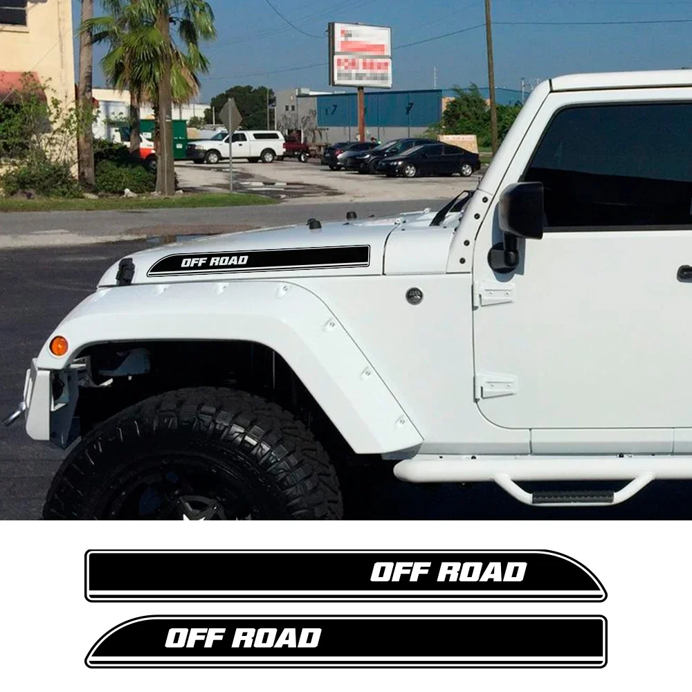 

2PCS Car Hood Side Stripe Vinyl Stickers PVC Decal Auto Styling Accessories For Jeep Renegade CJ TJ YJ Wrangler JK TJ Rubicon