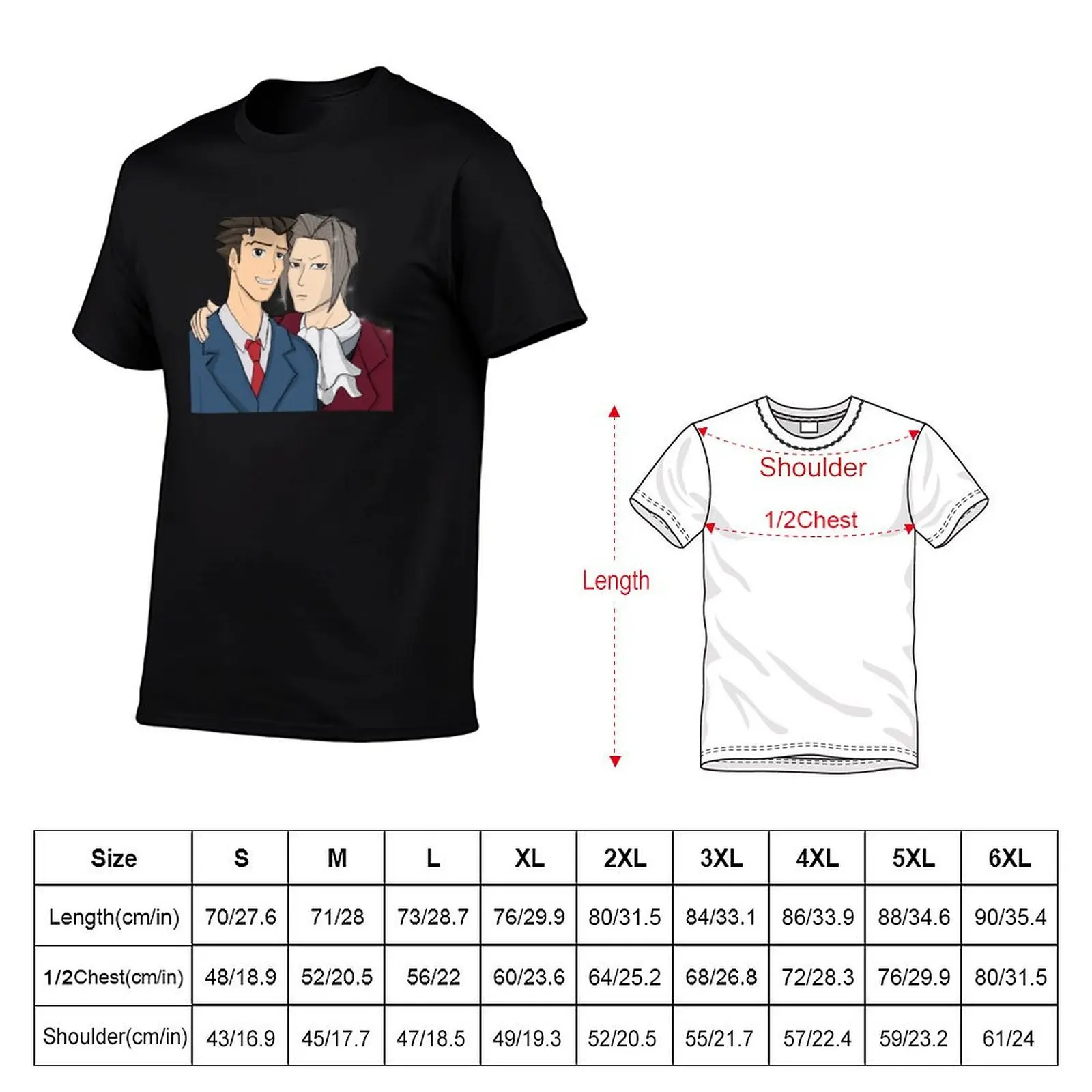 Phoenix Wright and Miles Edgeworth T-Shirt mens graphic t shirts t shirts for man cotton soft anime t shirts for man T-shirt