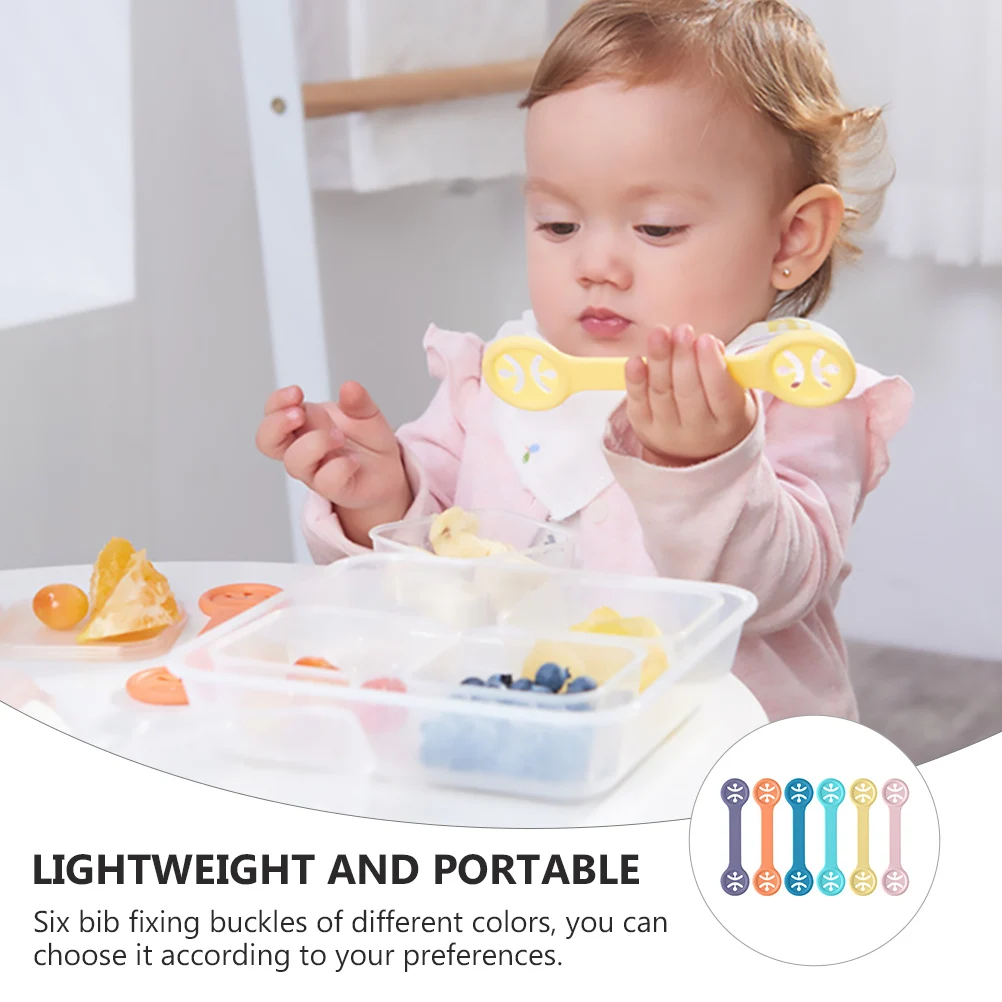

6pcs Baby Bib Clips Holder Infant Feeding Clamps TPR Material Durable Practical Lightweight Portable Storage Newborn