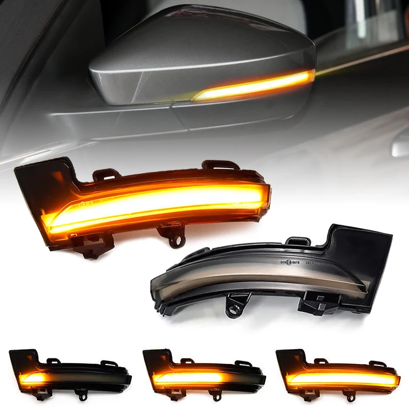 

2Pcs For Skoda Octavia MK3 5E 2013-2019 Smoked Lens LED Side Mirror Lamp Amber Side Rearview Dynamic Turn Signal Lights