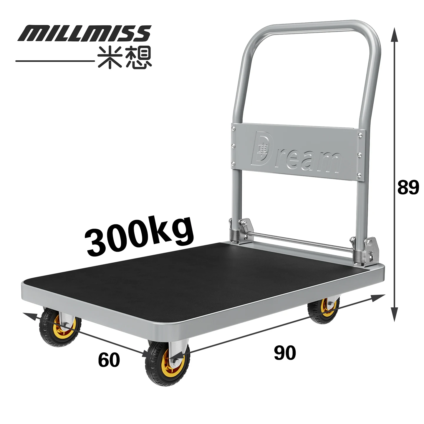 BC-384 Luxury 90*60cm Warehouse Picking Trolley Push Cart Steel Folding Hand Truck Trolly Cart Platform Trolley Portable Folding
