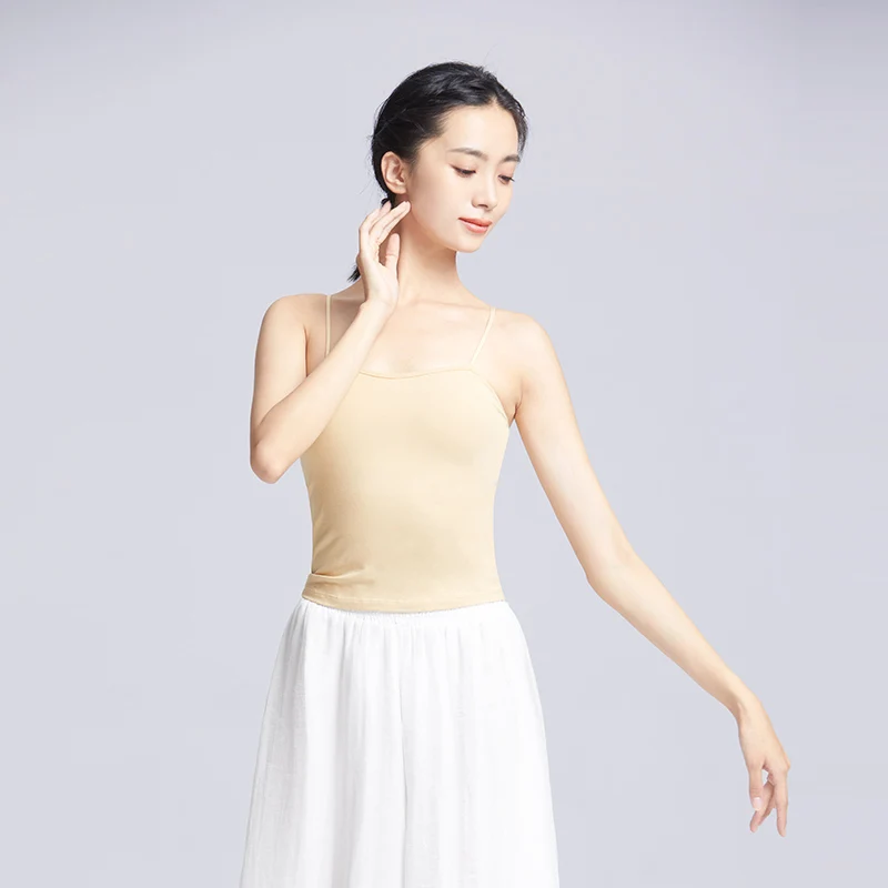 Women Ballet Tops Classical Dance Vest Spaghetti Strap Camisoles Ballet Dance Strap Tops Yoga Camisole with Chest Pads