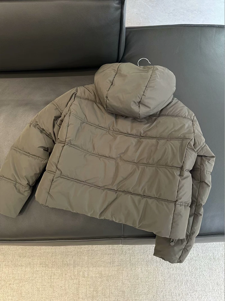 Veste à capuche simple et chaude pour femme, veste en coton à manches longues, poche zippée, tempérament polyvalent, nouveautés, automne et hiver 2024