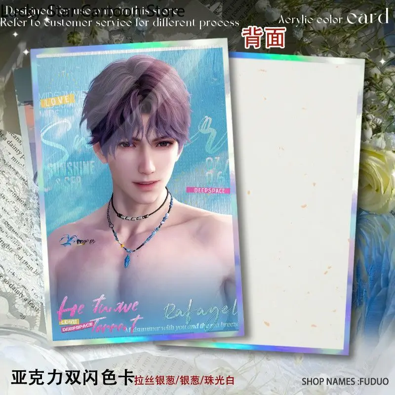 بطاقة توقيع ورقية ملونة مزدوجة فلاش كوسبلاي الحب والمساحة العميقة Xavier Zayne Rafayel Sylus Caleb مجموعة هدية الهالوين