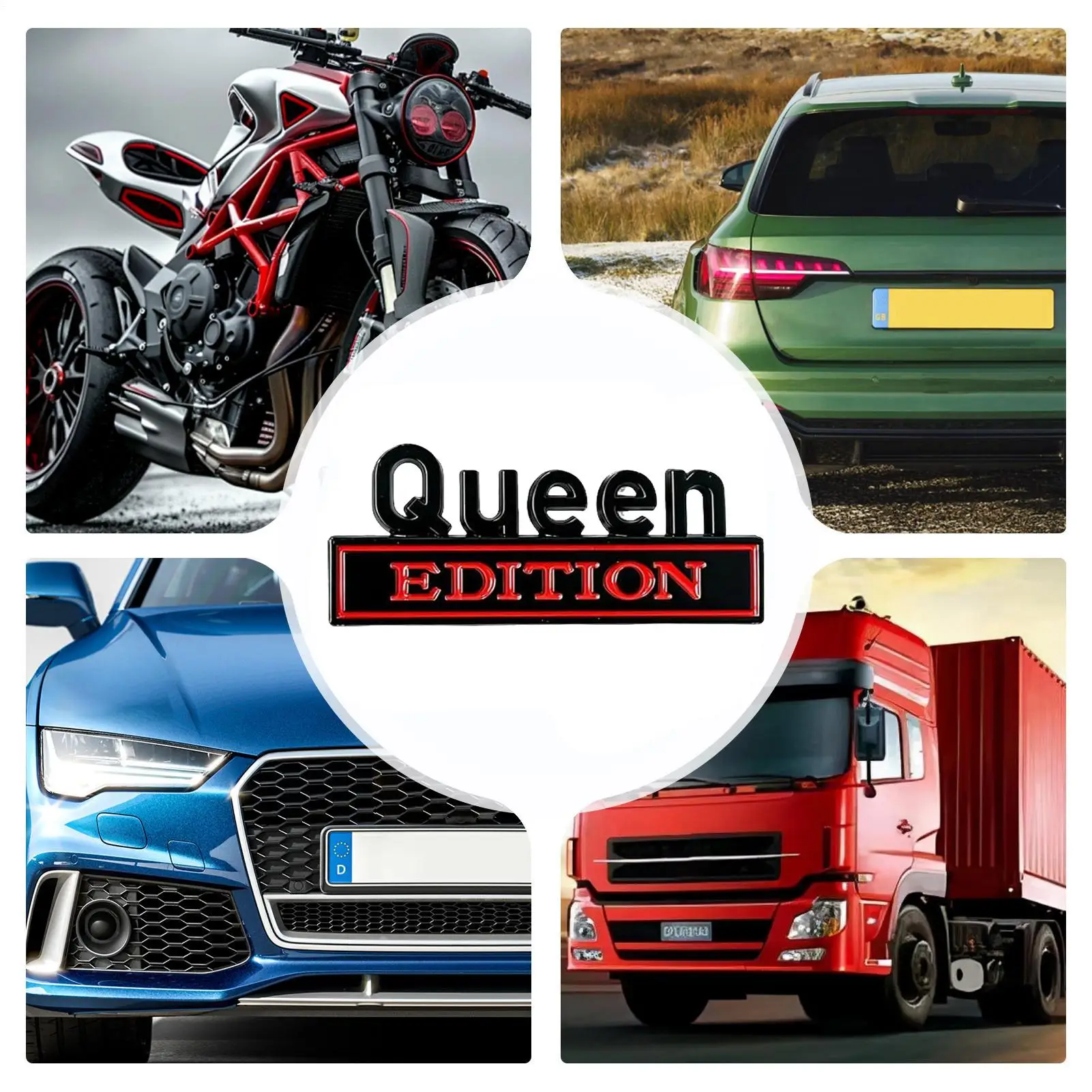 Queen Decals For Cars 2 Pieces 3D Metal Waterproof Decals Queen Edition Design Car Metal Sticker For Trucks SUVs Motorcycle