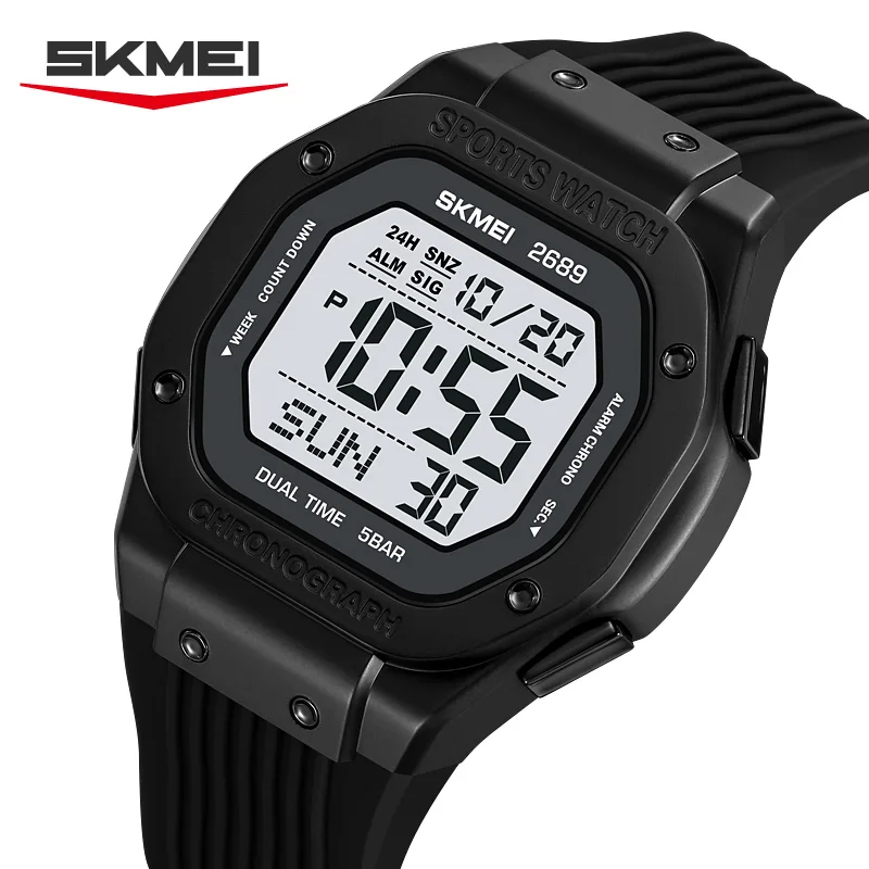 SKMEI 2689 New Casual Men's Electronic Watch Waterproof Calendar Multi Functional Countdown Night Light Sports Outdoor Clock