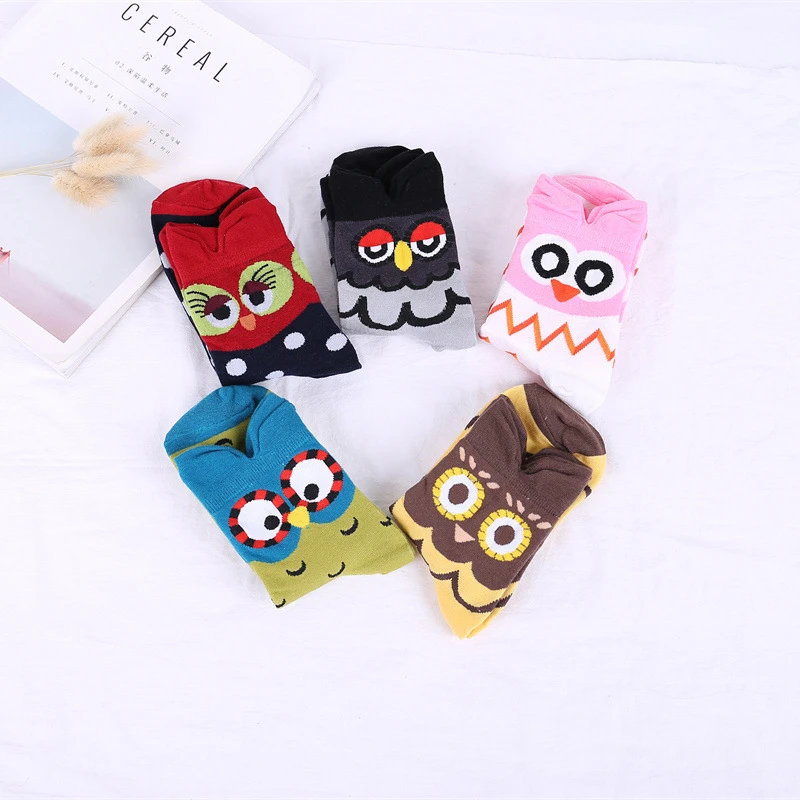 Kawaii Women Funny Crew Socks Spring Autumn Harajuku Streetwear Cartoon Animal Owl Cute Comfortable Casual Female Happy Socks