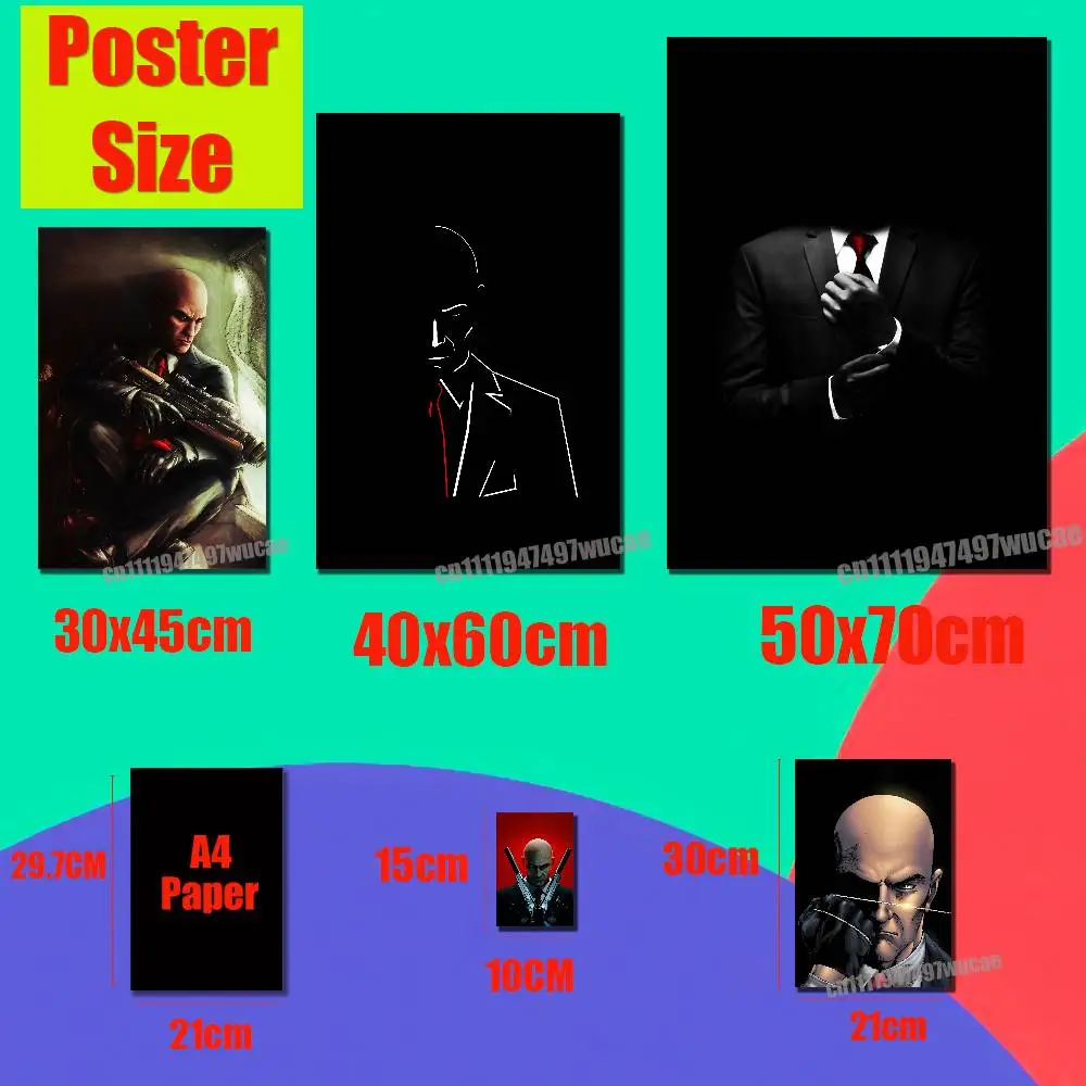 For Agent 47 Hitman Poster Cover Wall Murals Home Custom Self-adhesive Decoration Sticker Playbill Film view 2