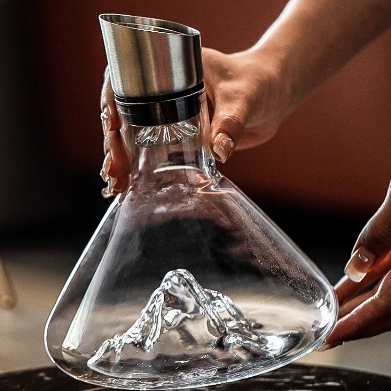 Creative Iceberg Bottom Red Wine Hand-blown Decanter, Light Luxury Home Restaurant Crystal Glass Wine Divider  Kitchen Gadgets