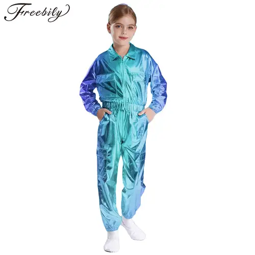Chaqueta metálica brillante y pantalones Cargo para niños y niñas, trajes de baile de Hip-hop de Jazz brillante, Ropa de baile para actuación