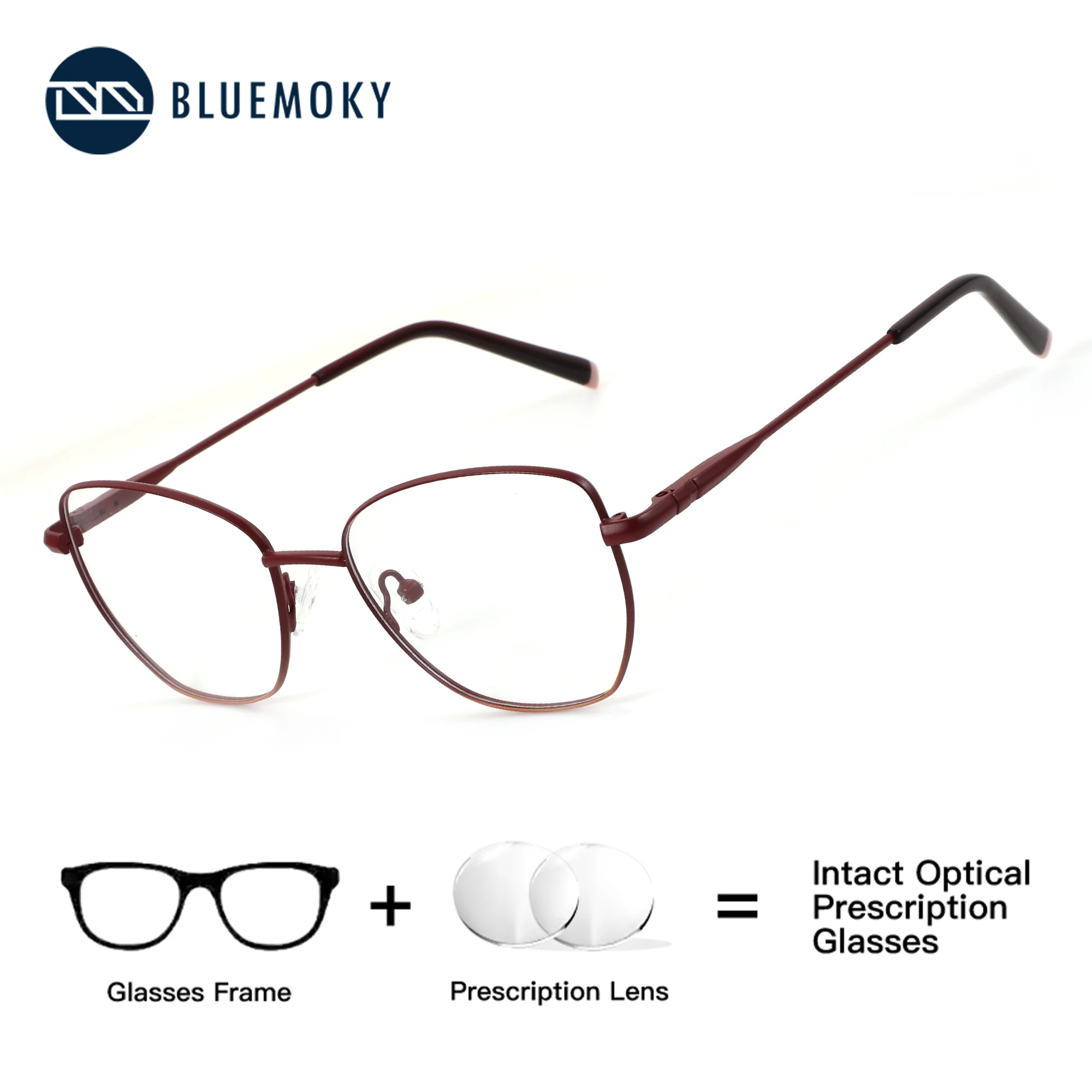 

BLUEMOKY Women Graduation Metal Butterfly Prescription Glasses Progressive Myopia Medical Eyglasses Anti Blue Light Photochromic