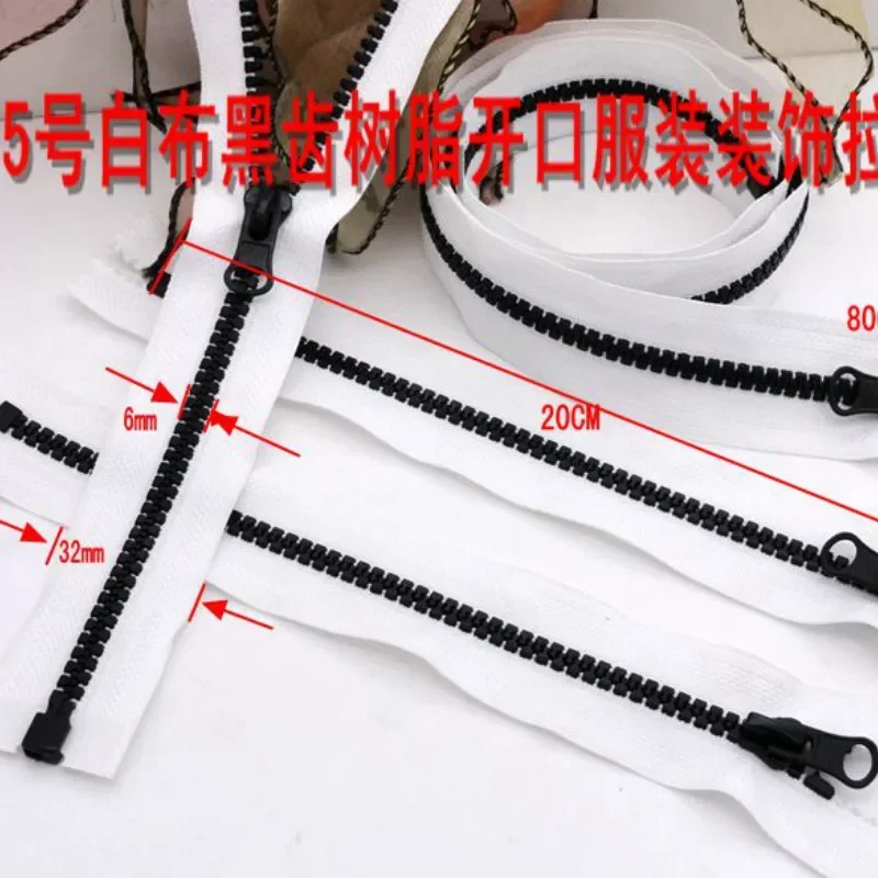 2pcs/Lot 5# 20 To 80cm Resin Decorative Zipper White Black Open Close End Jacket Collar Pocket Repair Tailor Sew Accessory