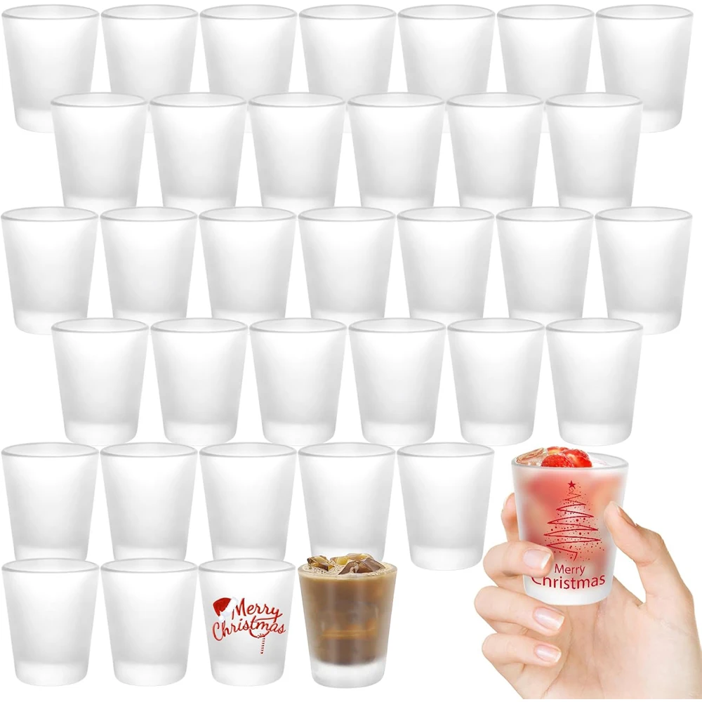 Sublimation Shot Glasses Cups with Heavy Base Sublimation Blanks Cute Shot Glass Tumbler Bulk for Heat Press, Wedding, Party