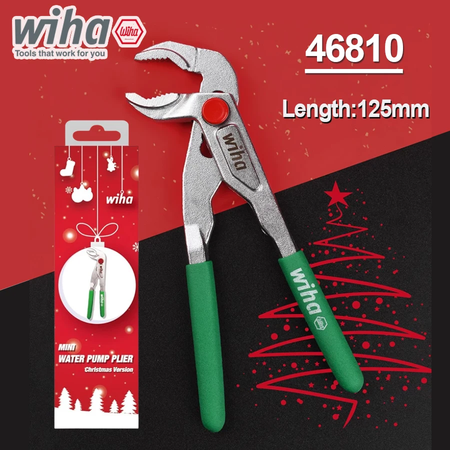 Wiha 46810 Christmas Mini Water Pump Plier 5 Quick Adjustment Position L.125 mm max.jaw Opening 25 mm Precision Pipe Pliers