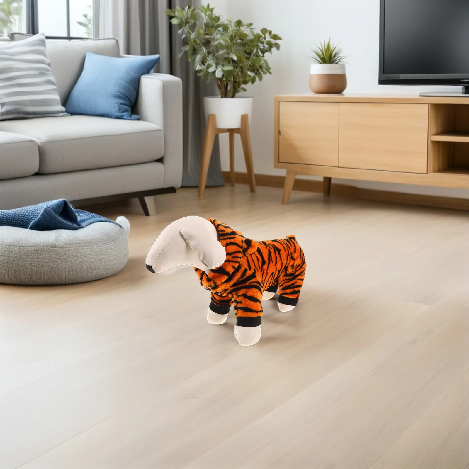 

Warm Dog Vest for Medium Sized Dogs - Tiger Print Sweater Outfit - Cozy Winter Pet Clothing for Cold Weather Walks and Events