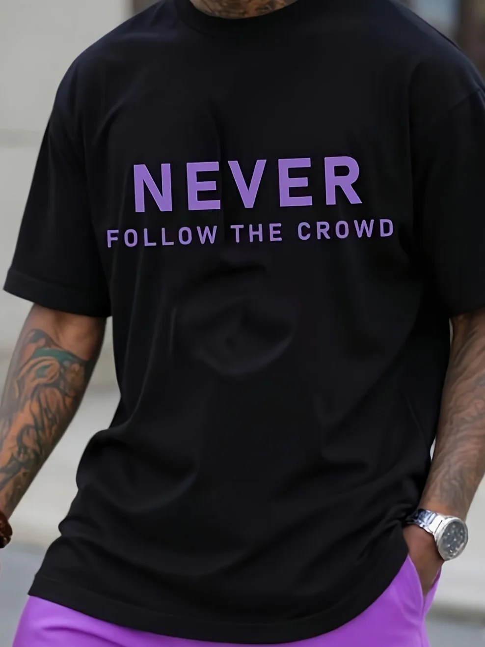 Never Go with the Flow, Sarcastic Attitude Quotes Theme, Men's Casual Black T-Shirt, Playful and Unique Statement, Short-Sleeved Round-Neck T-Shirt, Dedicated to Independent Thinkers