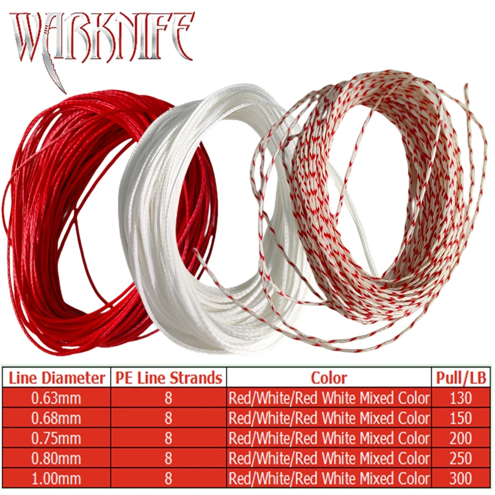 Warknife PE 20M/Lot 8 Braided Assist Line for Saltwater Fishing Jigging Hook Trolling Lure Tied Cord Diving Spear Fishing Rope