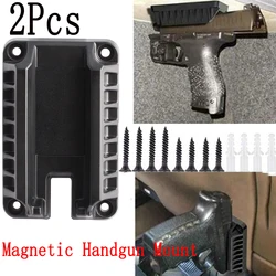 Tactical 2Pcs Magnitic Hangun Mount Concealed Quick Draw Loaded Holster fits Flat Top Pistol for Vehicle & Home Glock 17 19 1911